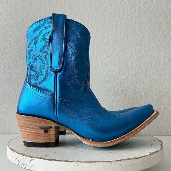NEW Lane SMOKESHOW Womens Cowboy Bootie 8 Blue Western Cowgirl Short Ankle Boots - Picture 2 of 10